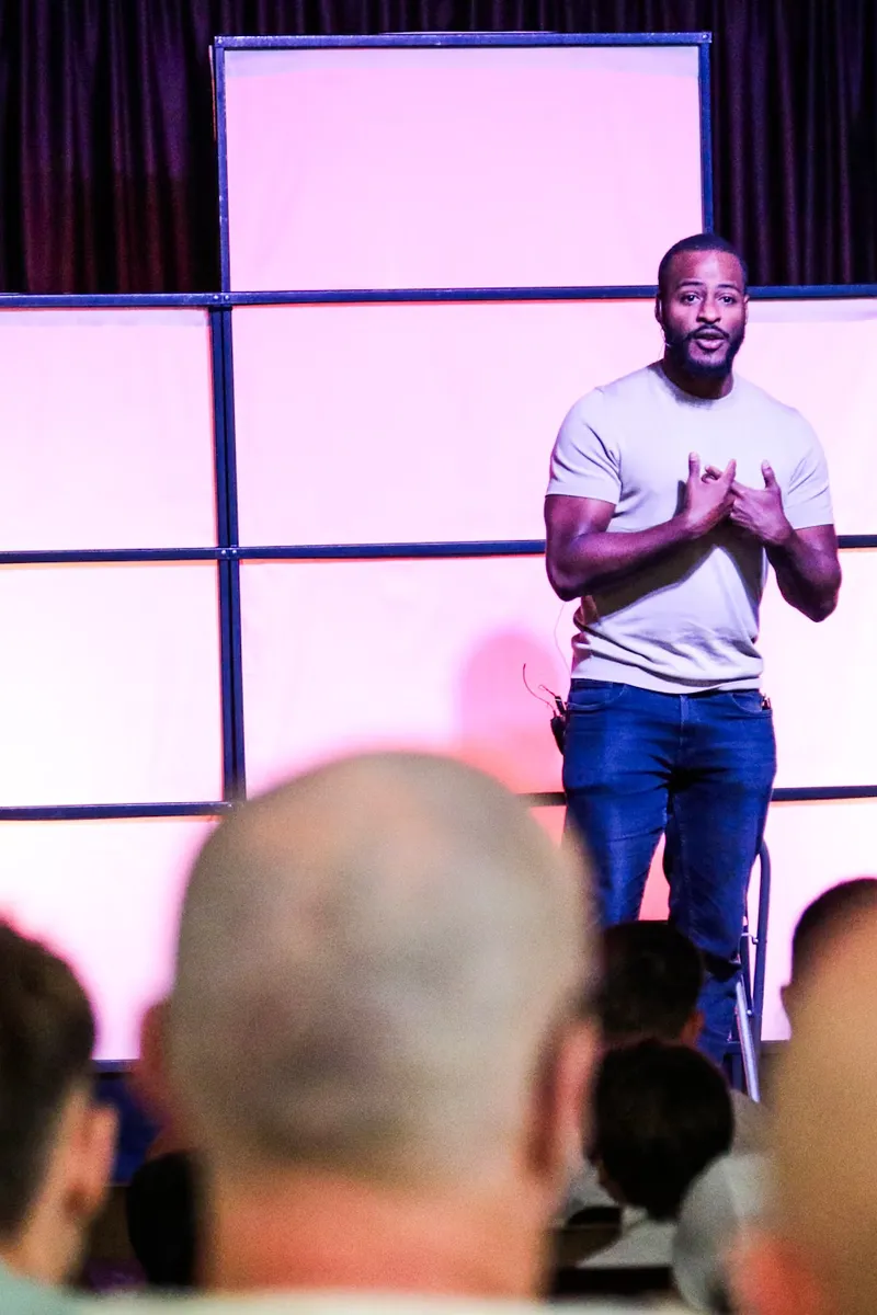 Swiss design installation featuring modular typography